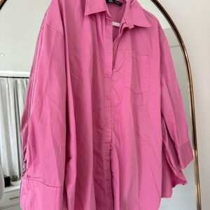 ZARA pink oversized button down